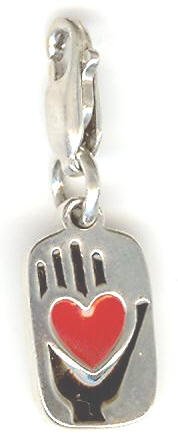 Sterling Silver 15x8mm Heart in Hand Pendant